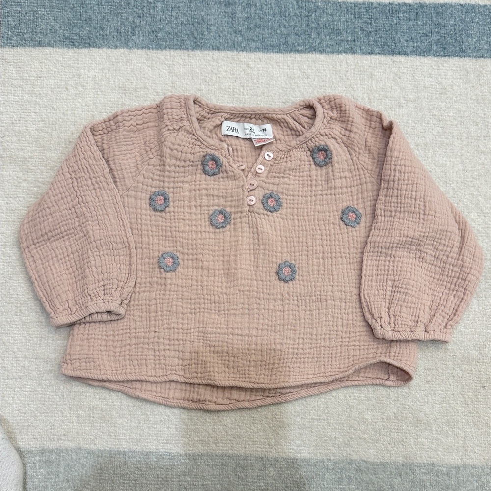 Zara Kids Textured Mauve Long Sleeve Top